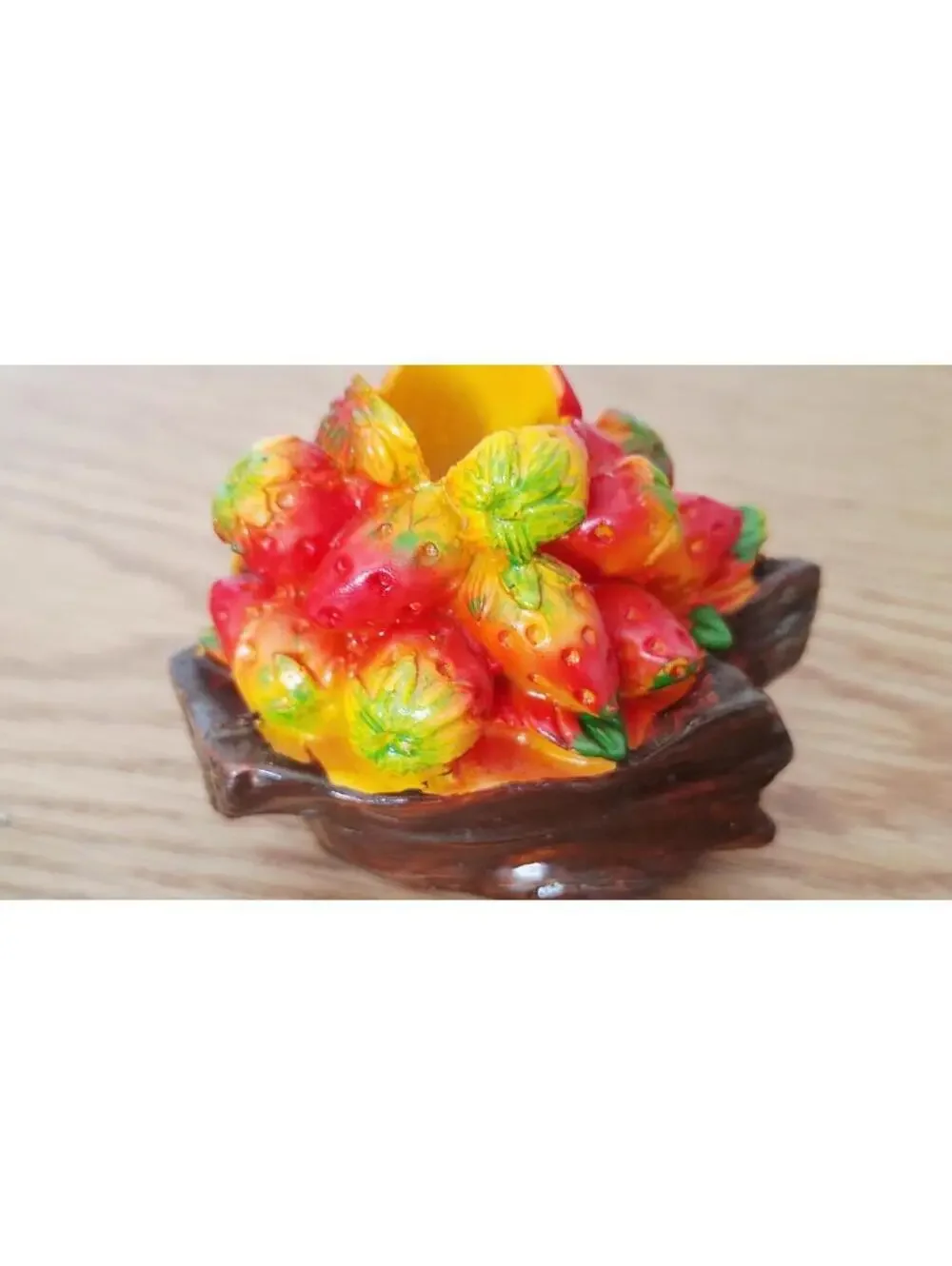 Vintage Strawberry Appetizer Pick Set with Resin Holder - 5 Metal Hors D'oeuvres